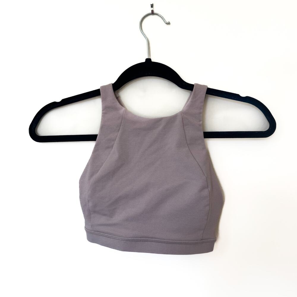 Lululemon High Neck Racerback Crop Bra Tank Mauve/Rose Size 2 Purple